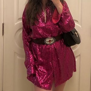 Hot Pink Sequin Mini Dress
